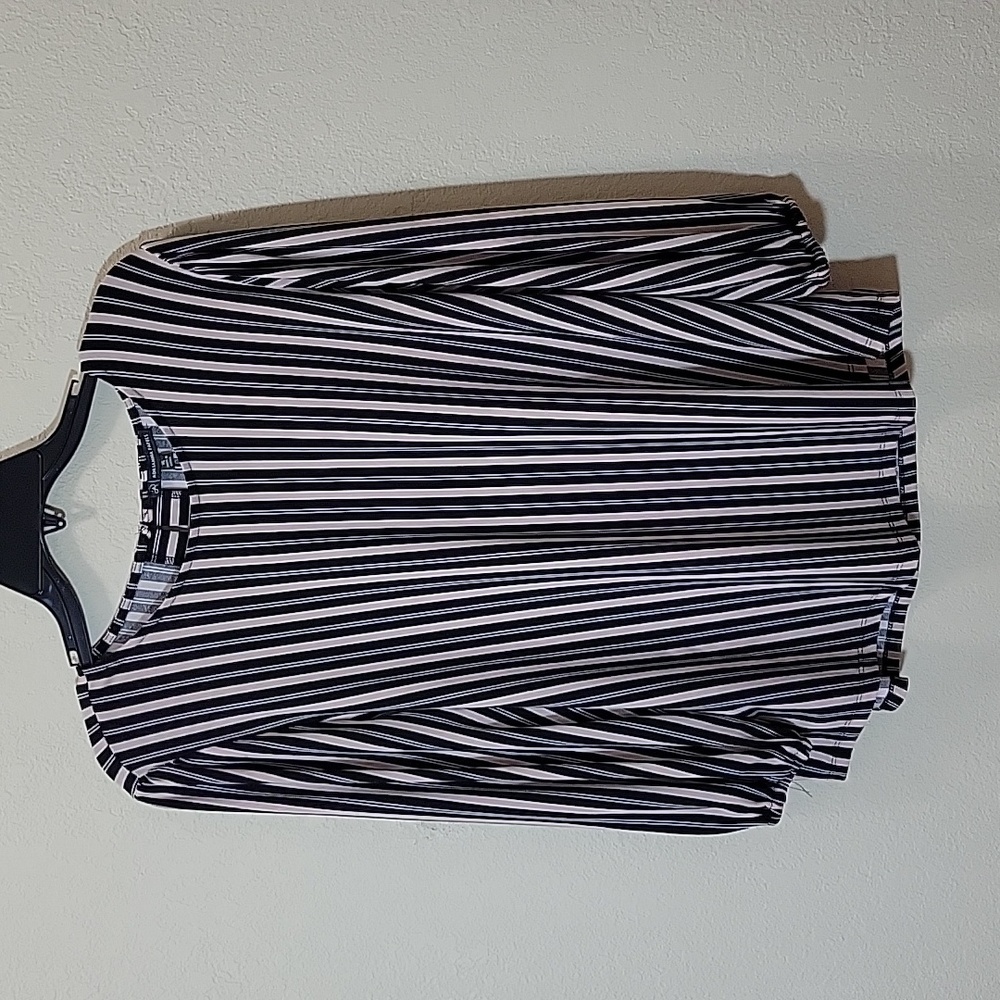 NWT Black and Cream Striped Long Sleeve Top